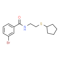 ChemSpider 2D Image | 3-Bromo-N-[2-(cyclopentylsulfanyl)ethyl]benzamide | C14H18BrNOS