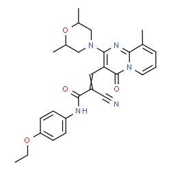 ChemSpider 2D Image | 2-Cyano-3-[2-(2,6-dimethyl-4-morpholinyl)-9-methyl-4-oxo-4H-pyrido[1,2-a]pyrimidin-3-yl]-N-(4-ethoxyphenyl)acrylamide | C27H29N5O4