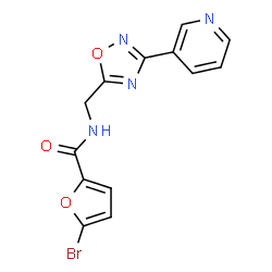ChemSpider 2D Image | 5-Bromo-N-{[3-(3-pyridinyl)-1,2,4-oxadiazol-5-yl]methyl}-2-furamide | C13H9BrN4O3