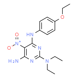 ChemSpider 2D Image | N~4~-(4-Ethoxyphenyl)-N~2~,N~2~-diethyl-5-nitro-2,4,6-pyrimidinetriamine | C16H22N6O3