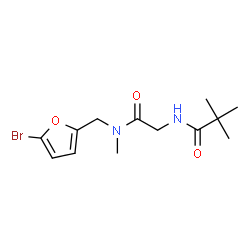 ChemSpider 2D Image | N-(2-{[(5-Bromo-2-furyl)methyl](methyl)amino}-2-oxoethyl)-2,2-dimethylpropanamide | C13H19BrN2O3