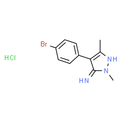 ChemSpider 2D Image | 4-(4-Bromophenyl)-2,5-dimethyl-1,2-dihydro-3H-pyrazol-3-imine hydrochloride (1:1) | C11H13BrClN3