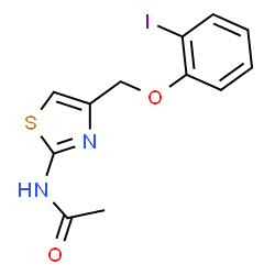 ChemSpider 2D Image | N-{4-[(2-Iodophenoxy)methyl]-1,3-thiazol-2-yl}acetamide | C12H11IN2O2S