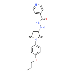 ChemSpider 2D Image | N'-[2,5-Dioxo-1-(4-propoxyphenyl)-3-pyrrolidinyl]isonicotinohydrazide | C19H20N4O4