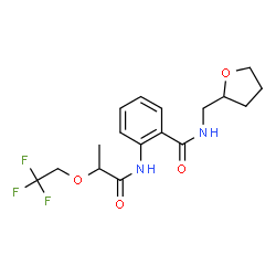 ChemSpider 2D Image | N-(Tetrahydro-2-furanylmethyl)-2-{[2-(2,2,2-trifluoroethoxy)propanoyl]amino}benzamide | C17H21F3N2O4