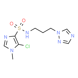 ChemSpider 2D Image | 5-Chloro-1-methyl-N-[3-(1H-1,2,4-triazol-1-yl)propyl]-1H-imidazole-4-sulfonamide | C9H13ClN6O2S