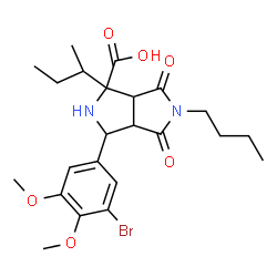 ChemSpider 2D Image | 3-(3-Bromo-4,5-dimethoxyphenyl)-5-butyl-1-sec-butyl-4,6-dioxooctahydropyrrolo[3,4-c]pyrrole-1-carboxylic acid | C23H31BrN2O6
