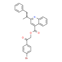 ChemSpider 2D Image | 2-(4-Bromophenyl)-2-oxoethyl 2-(1-phenyl-1-propen-2-yl)-4-quinolinecarboxylate | C27H20BrNO3
