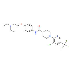 ChemSpider 2D Image | 1-[3-Chloro-5-(trifluoromethyl)-2-pyridinyl]-N-{4-[2-(diethylamino)ethoxy]phenyl}-4-piperidinecarboxamide | C24H30ClF3N4O2