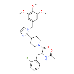 ChemSpider 2D Image | N-[3-(2-Fluorophenyl)-1-oxo-1-{4-[1-(3,4,5-trimethoxybenzyl)-1H-imidazol-2-yl]-1-piperidinyl}-2-propanyl]acetamide | C29H35FN4O5