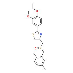 ChemSpider 2D Image | 4-{[(2,5-Dimethylbenzyl)sulfinyl]methyl}-2-(4-ethoxy-3-methoxyphenyl)-1,3-thiazole | C22H25NO3S2