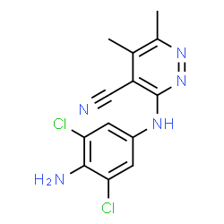 ChemSpider 2D Image | 3-[(4-Amino-3,5-dichlorophenyl)amino]-5,6-dimethyl-4-pyridazinecarbonitrile | C13H11Cl2N5