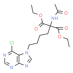 ChemSpider 2D Image | Diethyl acetamido[4-(6-chloro-7H-purin-7-yl)butyl]malonate | C18H24ClN5O5