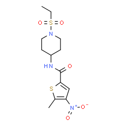 ChemSpider 2D Image | N-[1-(Ethylsulfonyl)-4-piperidinyl]-5-methyl-4-nitro-2-thiophenecarboxamide | C13H19N3O5S2