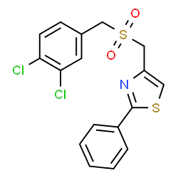 ChemSpider 2D Image | 4-{[(3,4-Dichlorobenzyl)sulfonyl]methyl}-2-phenyl-1,3-thiazole | C17H13Cl2NO2S2
