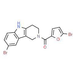 ChemSpider 2D Image | (5-Bromo-2-furyl)(8-bromo-1,3,4,5-tetrahydro-2H-pyrido[4,3-b]indol-2-yl)methanone | C16H12Br2N2O2