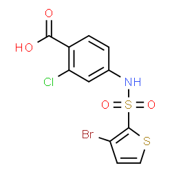 ChemSpider 2D Image | 4-{[(3-Bromo-2-thienyl)sulfonyl]amino}-2-chlorobenzoic acid | C11H7BrClNO4S2