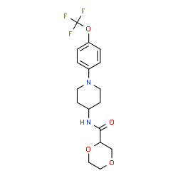ChemSpider 2D Image | N-{1-[4-(Trifluoromethoxy)phenyl]-4-piperidinyl}-1,4-dioxane-2-carboxamide | C17H21F3N2O4