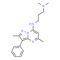 ChemSpider 2D Image | N'-(2,5-Dimethyl-3-phenylpyrazolo[1,5-a]pyrimidin-7-yl)-N,N-dimethyl-1,3-propanediamine | C19H25N5