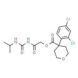 ChemSpider 2D Image | 2-[(Isopropylcarbamoyl)amino]-2-oxoethyl 4-(2,4-dichlorophenyl)tetrahydro-2H-pyran-4-carboxylate | C18H22Cl2N2O5