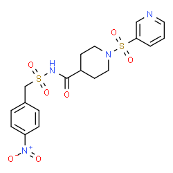 ChemSpider 2D Image | N-[(4-Nitrobenzyl)sulfonyl]-1-(3-pyridinylsulfonyl)-4-piperidinecarboxamide | C18H20N4O7S2