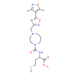 ChemSpider 2D Image | Methyl N-[(4-{[5-(3,5-dimethyl-1,2-oxazol-4-yl)-1,2,4-oxadiazol-3-yl]methyl}-1,4-diazepan-1-yl)carbonyl]methioninate | C20H30N6O5S