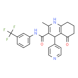 ChemSpider 2D Image | 2-Methyl-5-oxo-4-(4-pyridinyl)-N-[3-(trifluoromethyl)phenyl]-1,4,5,6,7,8-hexahydro-3-quinolinecarboxamide | C23H20F3N3O2
