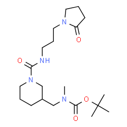 ChemSpider 2D Image | 2-Methyl-2-propanyl methyl[(1-{[3-(2-oxo-1-pyrrolidinyl)propyl]carbamoyl}-3-piperidinyl)methyl]carbamate | C20H36N4O4