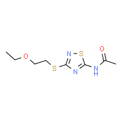 ChemSpider 2D Image | N-{3-[(2-Ethoxyethyl)sulfanyl]-1,2,4-thiadiazol-5-yl}acetamide | C8H13N3O2S2