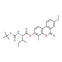 ChemSpider 2D Image | 8-Methoxy-4-methyl-6-oxo-6H-benzo[c]chromen-3-yl N-{[(2-methyl-2-propanyl)oxy]carbonyl}isoleucinate | C26H31NO7
