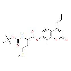 ChemSpider 2D Image | 8-Methyl-2-oxo-4-propyl-2H-chromen-7-yl N-{[(2-methyl-2-propanyl)oxy]carbonyl}methioninate | C23H31NO6S