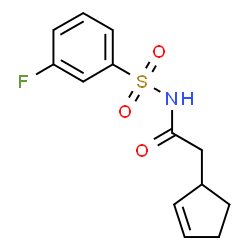 ChemSpider 2D Image | 2-(2-Cyclopenten-1-yl)-N-[(3-fluorophenyl)sulfonyl]acetamide | C13H14FNO3S