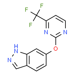 ChemSpider 2D Image | 6-{[4-(Trifluoromethyl)-2-pyrimidinyl]oxy}-1H-indazole | C12H7F3N4O