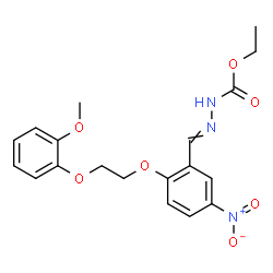 ChemSpider 2D Image | Ethyl 2-{2-[2-(2-methoxyphenoxy)ethoxy]-5-nitrobenzylidene}hydrazinecarboxylate | C19H21N3O7