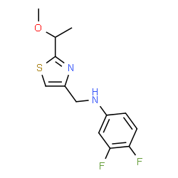 ChemSpider 2D Image | 3,4-Difluoro-N-{[2-(1-methoxyethyl)-1,3-thiazol-4-yl]methyl}aniline | C13H14F2N2OS