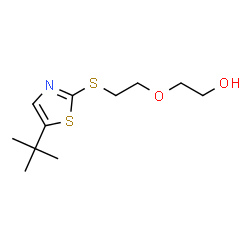 ChemSpider 2D Image | 2-(2-{[5-(2-Methyl-2-propanyl)-1,3-thiazol-2-yl]sulfanyl}ethoxy)ethanol | C11H19NO2S2