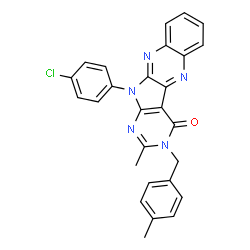 ChemSpider 2D Image | 11-(4-Chlorophenyl)-2-methyl-3-(4-methylbenzyl)-3,11-dihydro-4H-pyrimido[5',4':4,5]pyrrolo[2,3-b]quinoxalin-4-one | C27H20ClN5O