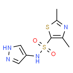ChemSpider 2D Image | 2,4-Dimethyl-N-(1H-pyrazol-4-yl)-1,3-thiazole-5-sulfonamide | C8H10N4O2S2