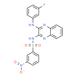 ChemSpider 2D Image | N-{3-[(3-Fluorophenyl)amino]-2-quinoxalinyl}-3-nitrobenzenesulfonamide | C20H14FN5O4S