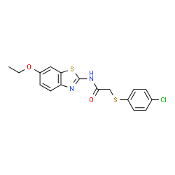 ChemSpider 2D Image | 2-[(4-Chlorophenyl)sulfanyl]-N-(6-ethoxy-1,3-benzothiazol-2-yl)acetamide | C17H15ClN2O2S2