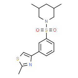 ChemSpider 2D Image | 3,5-Dimethyl-1-[3-(2-methyl-thiazol-4-yl)-benzenesulfonyl]-piperidine | C17H22N2O2S2