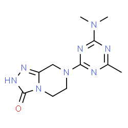 ChemSpider 2D Image | 7-[4-(Dimethylamino)-6-methyl-1,3,5-triazin-2-yl]-5,6,7,8-tetrahydro[1,2,4]triazolo[4,3-a]pyrazin-3(2H)-one | C11H16N8O