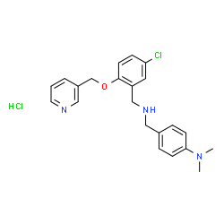 ChemSpider 2D Image | 4-({[5-Chloro-2-(3-pyridinylmethoxy)benzyl]amino}methyl)-N,N-dimethylaniline hydrochloride (1:1) | C22H25Cl2N3O