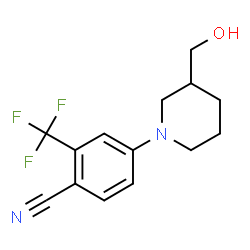 ChemSpider 2D Image | 4-[3-(Hydroxymethyl)-1-piperidinyl]-2-(trifluoromethyl)benzonitrile | C14H15F3N2O