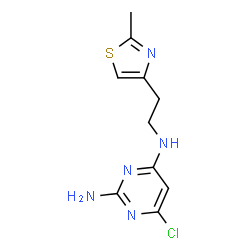 ChemSpider 2D Image | 6-Chloro-N~4~-[2-(2-methyl-1,3-thiazol-4-yl)ethyl]-2,4-pyrimidinediamine | C10H12ClN5S