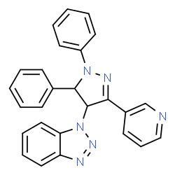 ChemSpider 2D Image | 1-[1,5-Diphenyl-3-(3-pyridinyl)-4,5-dihydro-1H-pyrazol-4-yl]-1H-benzotriazole | C26H20N6