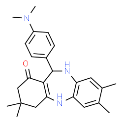 ChemSpider 2D Image | 11-[4-(Dimethylamino)phenyl]-3,3,7,8-tetramethyl-2,3,4,5,10,11-hexahydro-1H-dibenzo[b,e][1,4]diazepin-1-one | C25H31N3O
