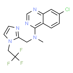 ChemSpider 2D Image | 7-Chloro-N-methyl-N-{[1-(2,2,2-trifluoroethyl)-1H-imidazol-2-yl]methyl}-4-quinazolinamine | C15H13ClF3N5