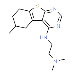 ChemSpider 2D Image | N,N-Dimethyl-N'-(6-methyl-5,6,7,8-tetrahydro[1]benzothieno[2,3-d]pyrimidin-4-yl)-1,2-ethanediamine | C15H22N4S