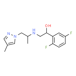ChemSpider 2D Image | 1-(2,5-Difluorophenyl)-2-{[1-(4-methyl-1H-pyrazol-1-yl)-2-propanyl]amino}ethanol | C15H19F2N3O
